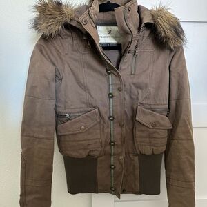 Foreign Exchange Brown Jacket with Fur Trim